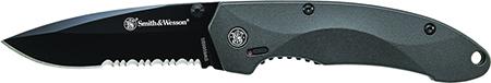 Smith & Wesson SWAT Magic Drop Point Folding Knife w/Serrated Edge & Aluminum Black Handle (SW6000BS)