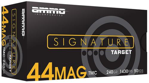Ammo Inc Signature Pistol Ammunition 44240TMCA50, 44 Rem Mag, Total Metal Case, 240 gr, 1430 fps, 50 Rd/Bx