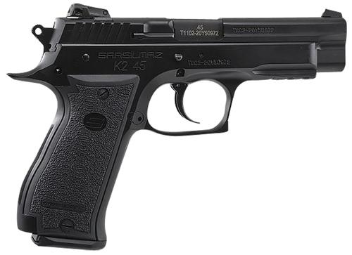 SAR K2 SA/DA Pistol K245BL, 45 ACP, 4.70", Adjustable Sights, Polymer Grips, Black Finish, 14 Rds