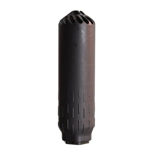 HUXWRX Flow 5.56, Flow-Through 5.56 Cal Stainless Steel Suppressor With 1/2x28 Flash Hider, Black Finish
