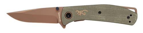 Browning Trailside Modified Drop Point EDC Knife w/Green Handle (3220516B)