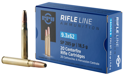 Prvi Partizan Rifle Ammunition PP9362, 9.3mmx62 Mauser, Soft Point, 285 gr, 2265 fps, 20 Rd/Bx