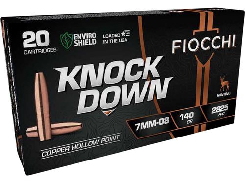 Fiocchi Knock Down Rifle Ammunition 7MM08CHA, 7mm-08 Rem, Hollow Point, 140 gr, 2825 fps, 20 Rd/Bx