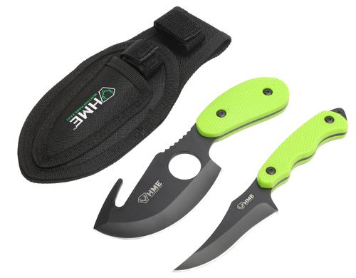 HME 3.5" Skinning Knife Kit w/Black Oxide Finish, Green Handle (HMEKN2PSGCK)