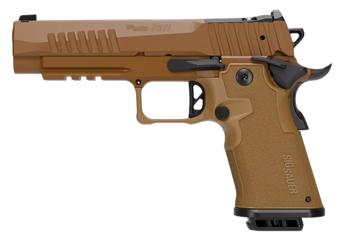 Sig Sauer P211 Optic Ready Pistol, 9mm, 5in, Coyote Polymer Grips, Coyote Cerakote Finish, 17 Rds