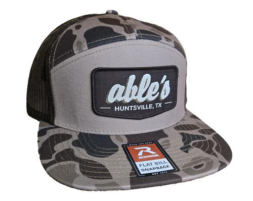 Able's Cap 168P 7 Panel Trucker, Bark Duck Camo, Brown Mesh  (ACBDCB)