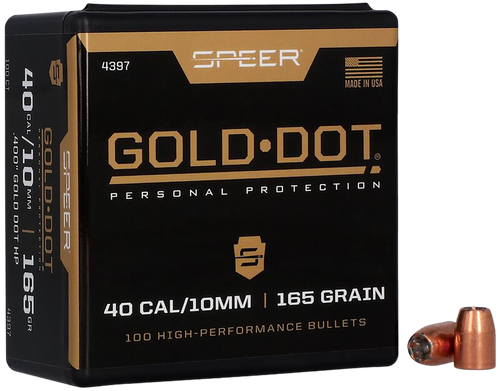 Speer 40 Caliber 165 Grain Gold Dot Hollow Point 100/Box (4397), Not Loaded
