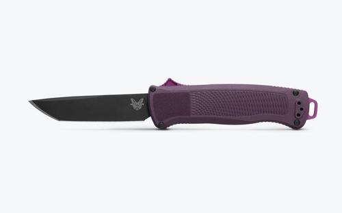 Benchmade Shootout Out The Front Knife w/ Plain Edge Gray PVD Tanto Blade, Dark Purple Grivory Handle (5370GY-06)