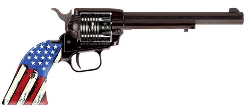 Heritage Rough Rider Revolver RR22B6US07, 22 LR, 6.50", Distressed USA Flag Polymer Grips, Black Oxide Finish, 6rd