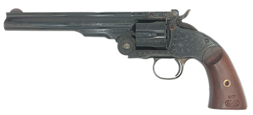 Taylors Schofield Top  Break Revolver 550652, 44-40 Win, 7", Walnut Grips, Blued Engraved Finish, 6 Rds