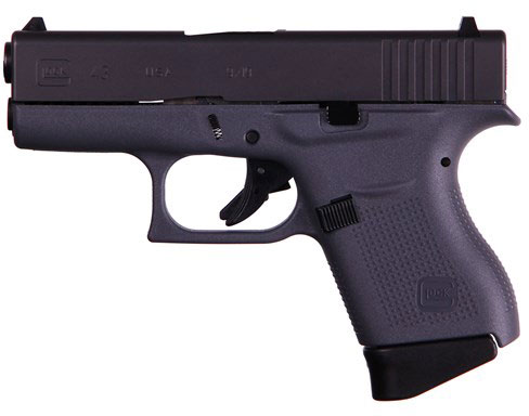 Glock 43 Single Stack Pistol UI4350201GF, 9mm, 3.39", Gray Synthetic Grips, Black Finish, 6 Rd, Made in USA