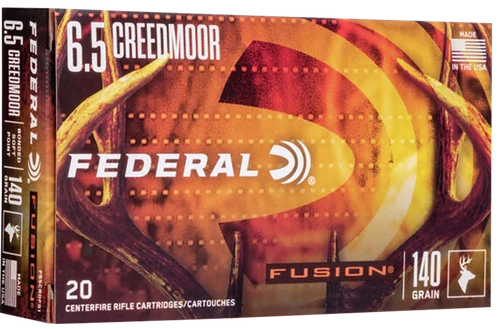 Federal Fusion Rifle Ammunition F65CRDTFS1, 6.5 Creedmoor, Bonded Soft Point, 140 GR, 2715 fps, 20 Rd/Bx