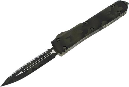 Microtech Signature Ultratech Automatic OTF Knife, Plain/Serrated Blade, Olive Camo Finish (122-3OCS)
