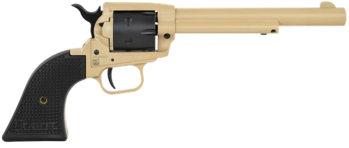 Heritage Rough Rider SAO Revolver SRR22V6, 22 LR, 6.50", Black Polymer Grips, Sabre Sand Cerakote, 6 Rds