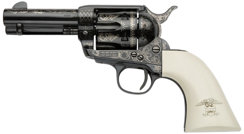 Pietta Great Western II Liberty Revolver GW9LLE312NMUI, 9mm Luger, 3.50in, Ultra Ivory w/Engraved Liberty Eagle Grips, Steel Frame Finish, 6 Rds
