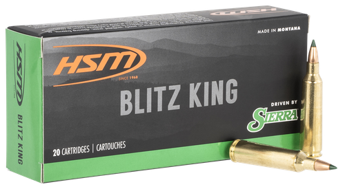 HSM Varmint Rifle Ammunition 2225020N, 22-250 Rem, Sierra BlitzKing, 55 gr, 3610 fps, 20 Rd/Bx
