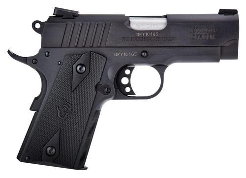 Taurus 1911 Officer SAO Pistol 1191101OFC, 45 ACP, 3.50", Checkered Polymer Grips, Matte Black Finish, 6 Rds