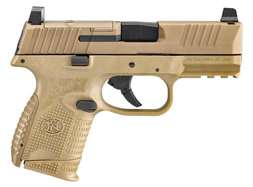 FN Herstal 509 Compact MRD Pistol 66100575, 9mm Luger, 3.70", Interchangeable Backstrap, FDE Finish, 10 Rds