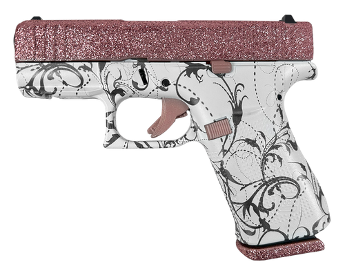Glock G43X MOS Pistol PX4350204NRGP, 9mm, 3.41in, Textured Polymer Grips, Black & White Paisley Finish, 10 Rds