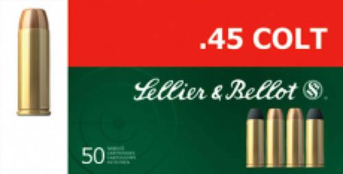 Sellier & Bellot Pistol Ammunition, 45 Long Colt, Lead Flat Nose (FN), 250 GR, 761 fps, 50 Rd/bx