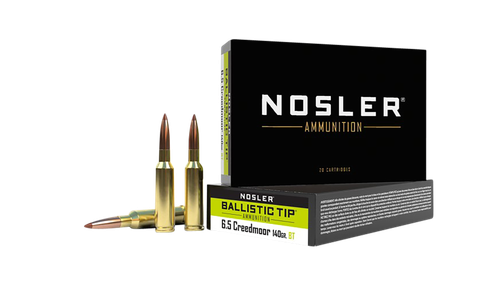Nosler Ballistic Tip Hunting Rifle Ammunition 40064, 6.5 Creedmoor, Ballistic Tip, 140 Gr, 2650 fps, 20 Rds