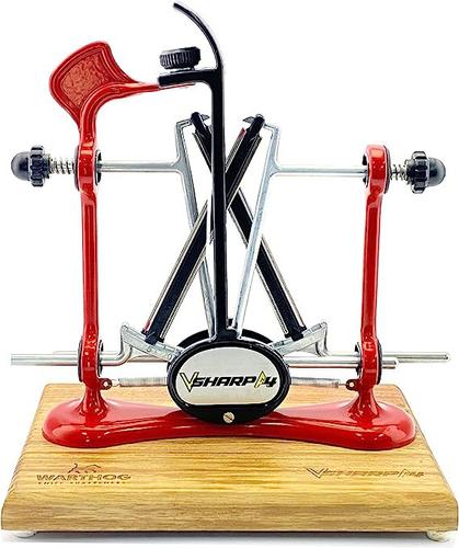 Warthog V-Sharp A4 Elite Knife Sharpener w/Blackwood Base, Red (EA4RD)