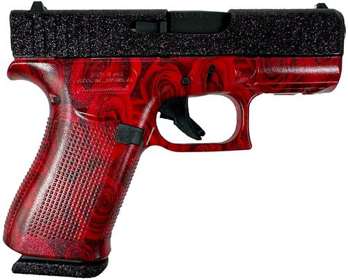 Glock G43X Pistol PX4350204NRR, 9mm Luger, 3.41in, Textured Polymer, Red Roses Cerakote Finish, 10 Rds
