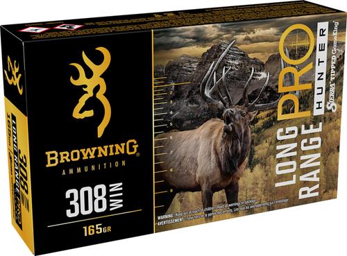 Browning Long Range Pro Rifle Ammunition B192503082, 308 Win, GameKing, 165 gr, 2695 fps, 20 Rd/Bx