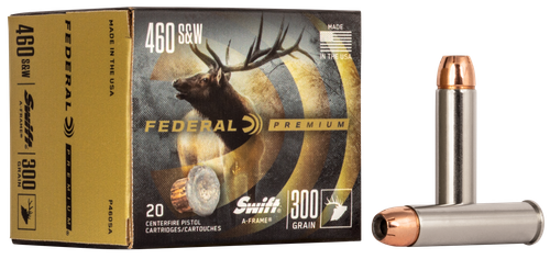 Federal Premium Handgun Cartridge P460SA, 460 S&W Magnum, Swift A-Frame, 300 GR, 1750 fps, 20 Rd/bx