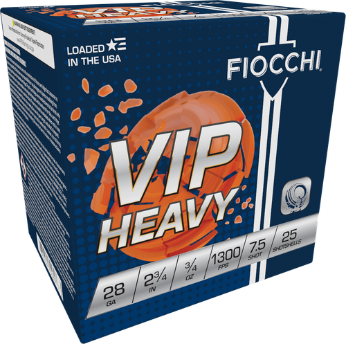 Fiocchi Premium Target 28VIPH75, 28 Gauge, 2-3/4", 3/4 oz, 1300 fps, #7.5 Lead Shot, 25 Rds/Bx