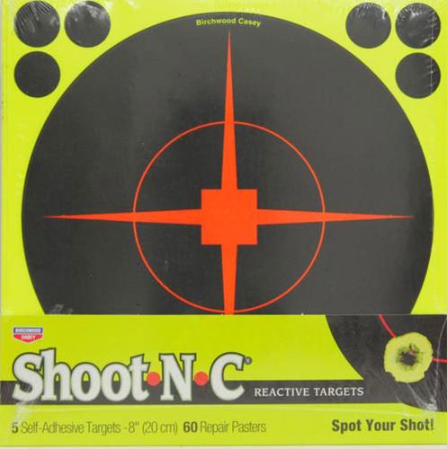 Birchwood Shoot-N-C Self-Adhesive Reactive Targets 8 in, 5-Pack (34814)