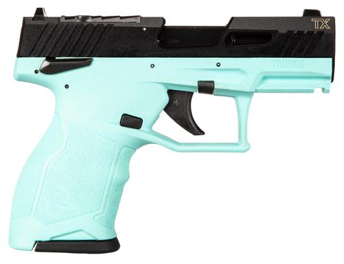 Taurus TX22 Compact Pistol 1TX22131C, 22 LR, 3.60", Cyan Grips, Black Hard-coat Slide, Optic Ready, 13 Rds