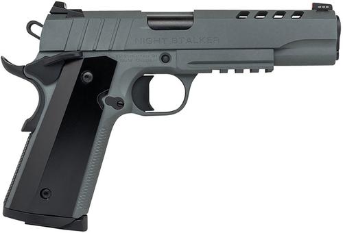Tisas 1911 Night Stalker Pistol 10100537, 10mm, 5", Black Anodized Aluminum Grips, Gray Cerakote Finish, 8 Rds