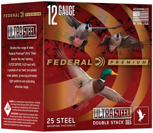 Federal Premium Shotshells PWUX1422BB, 12 Gauge, 3", 1 1/4 oz, 1450 fps, #2 Steel Shot, 25 Rds/box