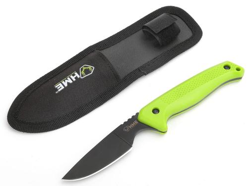 HME Caper Fixed Blade Plain Edge Knife w/Black Oxide Finish, Green Handle (KNFBCK)