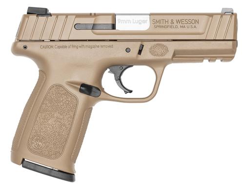 Smith and Wesson SD9VE 13655, 9mm, 4", FDE Grips, Flat Dark Earth Cerakote Finish, 16 Rds