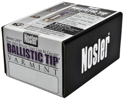 Nosler Spitzer Varmint Ballistic Tip 6MM Caliber 55 Grain 250/Box (39565), Not Loaded