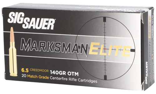Sig Sauer Elite Match Grade Rifle Ammunition E65CM120, 6.5 Creedmoor, Open Tip Match, 140 GR, 2690 fps, 20 Rd/Bx