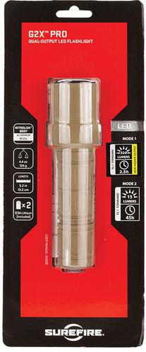 Surefire G2X Pro Dual Output Light 2 123A Tan 320 (G2X-D-TN)