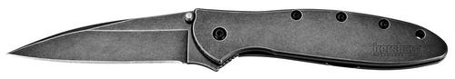 Kershaw 1660 Modified Drop Point Folding Knife w/Plain Edge & 410 Stainless, DLC BlackWash Handle (1660BLKW)