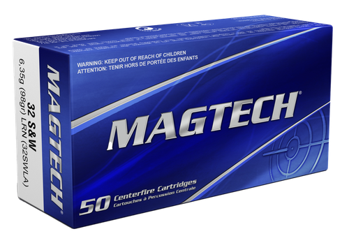 Magtech Sport HuntingPistol Ammunition 32SWLA, 32 S&W Long, Lead Round Nose (RN), 98 GR, 705 fps, 50 Rd/bx
