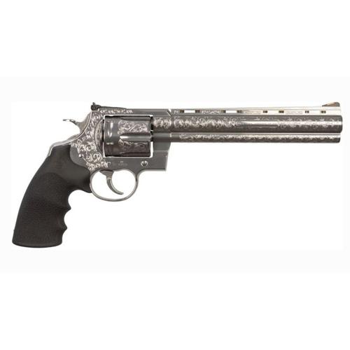 Colt Anaconda Engraved Revolver 12447, 44 Rem Mag, 8", Rubber Grips, Stainless Finish, 6 Rds