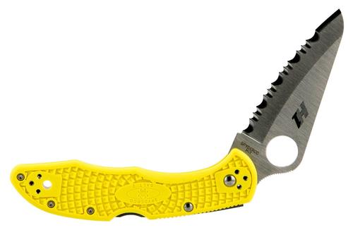 Spyderco Salt 2 Clip Point Serrated Folding Knife w/Yellow Bi-Directional Textured Handle (C88SYL2)