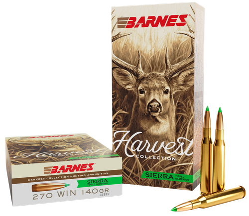 Barnes Harvest Rifle Ammunition 32399, 270 Win, Sierra Tipped GameKing, 140 gr, 20 Rd/Bx