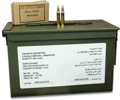 Federal XM855 Rifle Ammunition ZSAM855MOI, 5.56mm NATO, Steel Core Penetrator FMJ, 62 GR, 820 Rd/Can