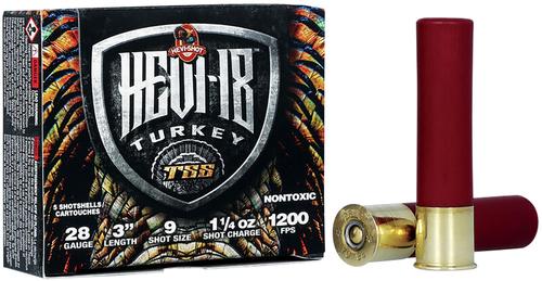 HEVI-Shot HEVI-18 TSS Turkey Shotshells HS7289, 28 Gauge, 3", 1 1/4 oz, 1200 fps, #9 shot, 5 Rds/box