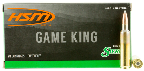 HSM Game King Rifle Ammunition 65X284NORMA3, 6.5X284mm Norma, Spitzer Boat Tail, 140 GR, 3052 fps, 20 Rd/Bx
