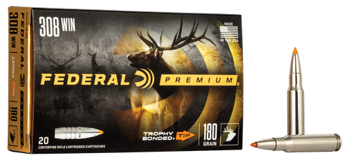 Federal Premium Vital-Shok Rifle Ammunition P308TT1, 308 Winchester, Trophy Bonded Bear Claw, 180 GR, 2620 fps, 20 Rd/bx