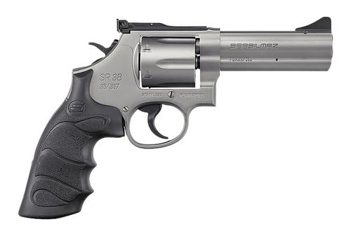 SAR USA SAR SR Revolver SARSR38ST4, 38 Special, 4in, Cylinder & Frame w/Black Finger Groove Grips, Steel Frame Finish, 6 Rds