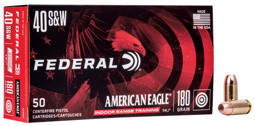 Federal American Eagle Pistol Ammunition AE40N1, 40 S&W, Total Metal Jacket (TMJ), 180 GR, 990 fps, 50 Rd/bx